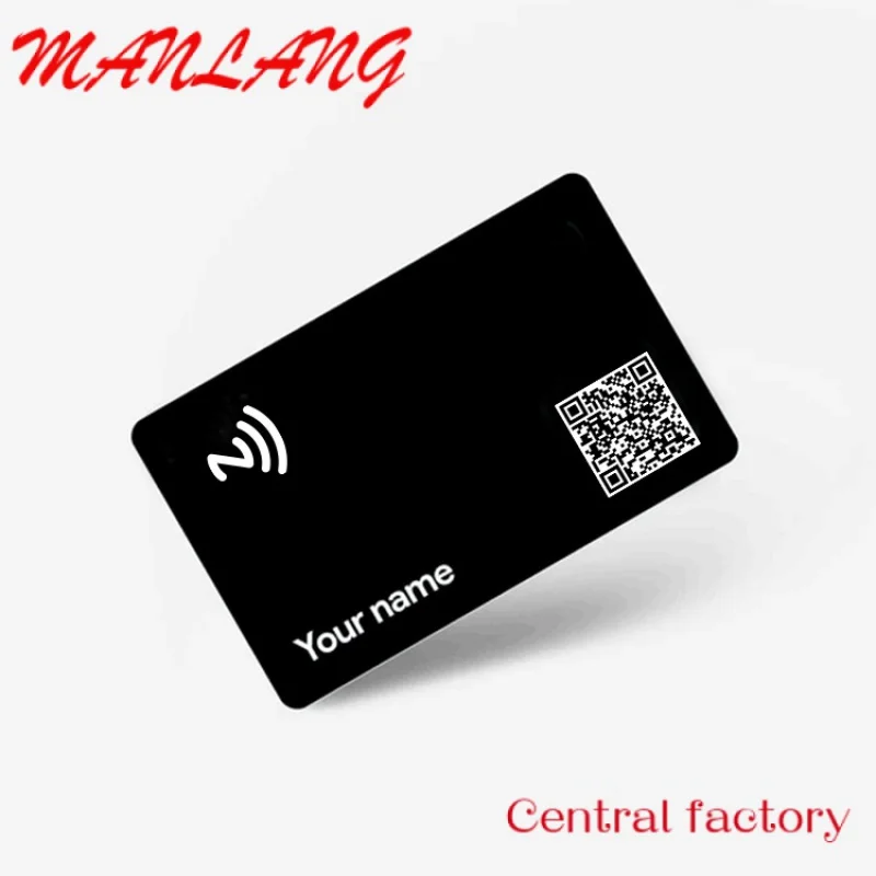 Tarjeta de visita Digital de PVC, negra mate, NFC, Tag213