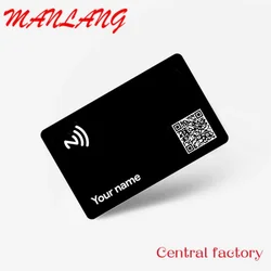 Матовая черная ПВХ цифровая визитная карточка NFC Tag213