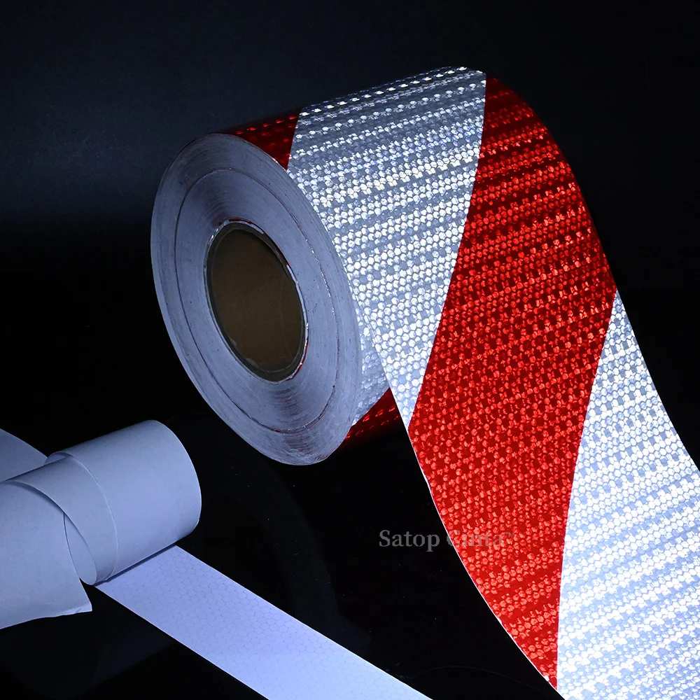 15cm Twill Reflective Tape Red White Waterproof Self Adhesive Caution Safety Film Conspicuity Reflector Sticker For Trailer Boat