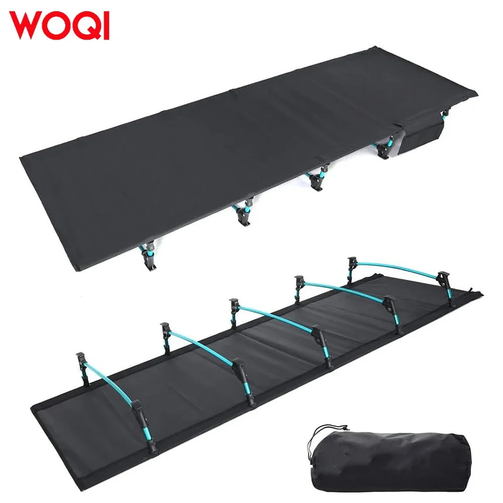 WOQI Outdoor Adjustable Height Camping Chair, Travel Bed, Beach Folding Camping Bed