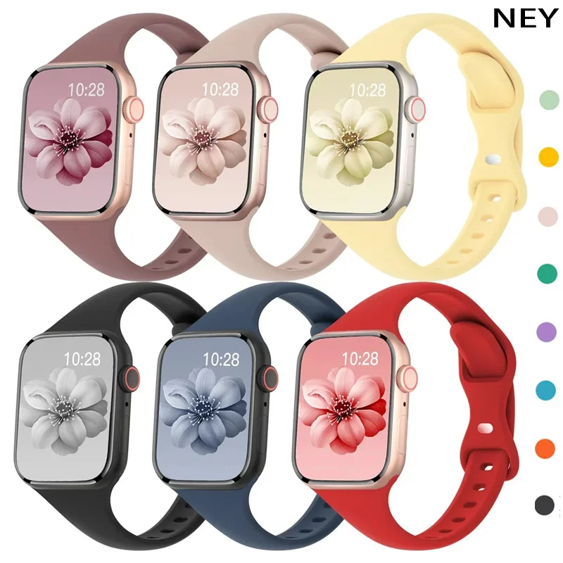 ซิลิโคนกีฬาสําหรับ Apple Watch Ultra 49mm Series 9-8-7 41 มม.45 มม.Correa 46-44 มม.40 มม.สร้อยข้อมือ iWatch 10 6 5 4 SE สายคล้อง