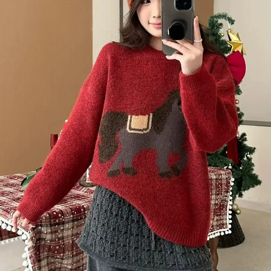 

autumn and winter women's retro contrasting diamond patterned sweater cardigan new lazy style V-neck long sleeved knitted