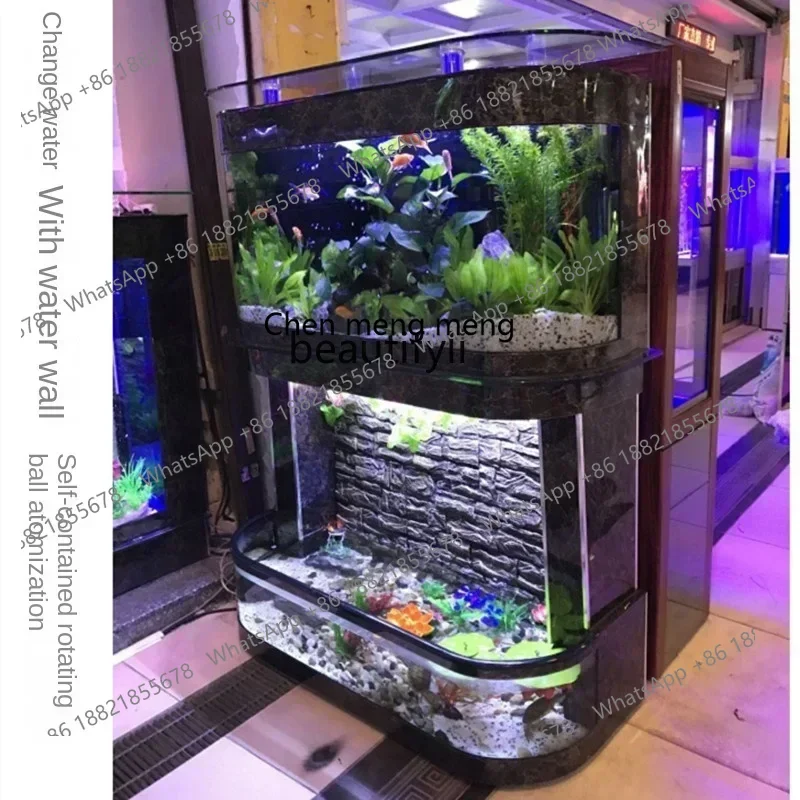 

SS 7304new style yj Large Aquarium Medium and Large Amphibious Cylinder Turtle Box Change Water Ecological Glass Landscaping