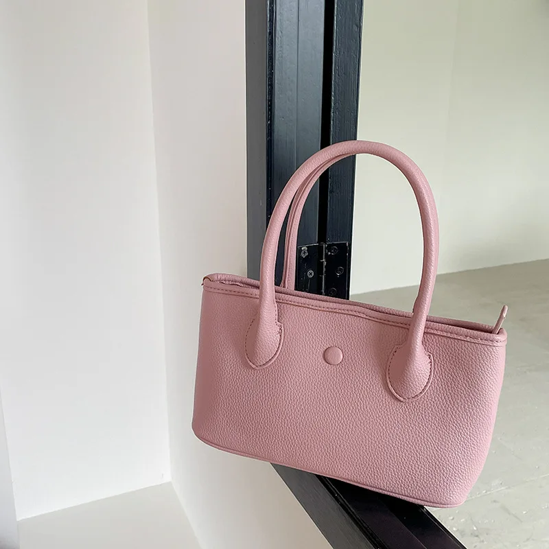 Bolsas monocromáticas de couro PU para mulheres, alta capacidade, bolsas de ombro femininas, inverno Y2K, moda coreana, novo, 2024