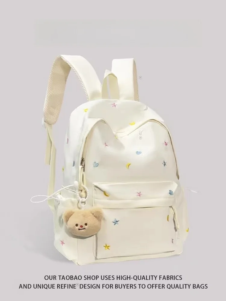 roujedsyle-high-school-student-backpack-double-shoulder-school-bag-casual-simple-style-polyester-zipper-closure-soft-b