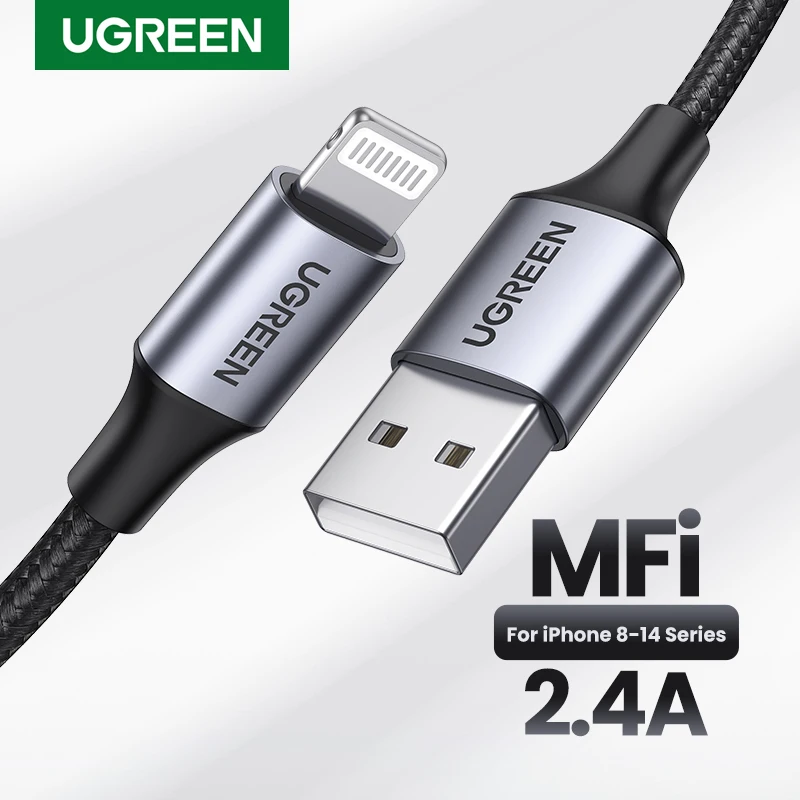 UGREEN MFi USB Lightning Cable for iPhone 2.4A Fast Charging USB A to Lighting Cables for iPad iPhone 11 13 12 14 Pro Max Cable