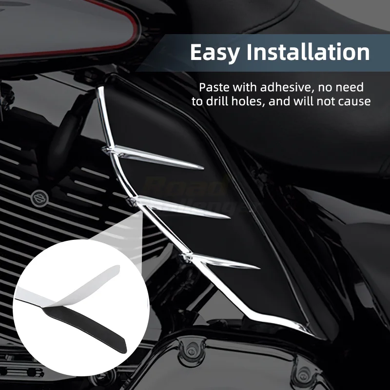 Motorcycle Chrome Mid-Frame Air Deflector Heat Shield Trim For Harley Touring Road King Street Electra Glide 2009-up