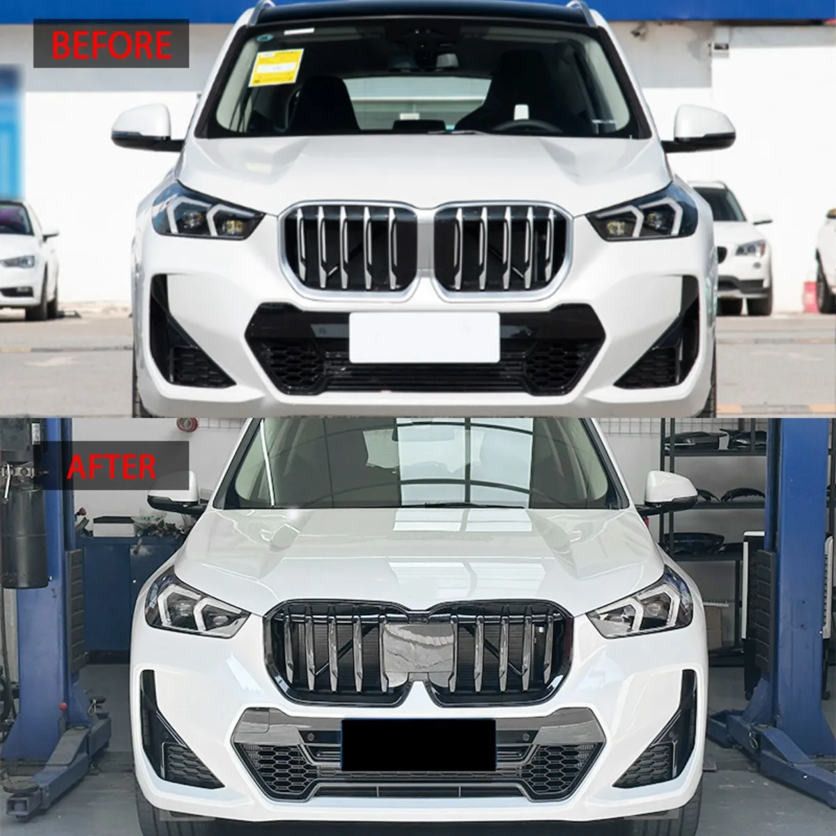 Suitable for BMW X1 U11 2023-2024 Models with Full Gloss Black Warrior Grille Replacement