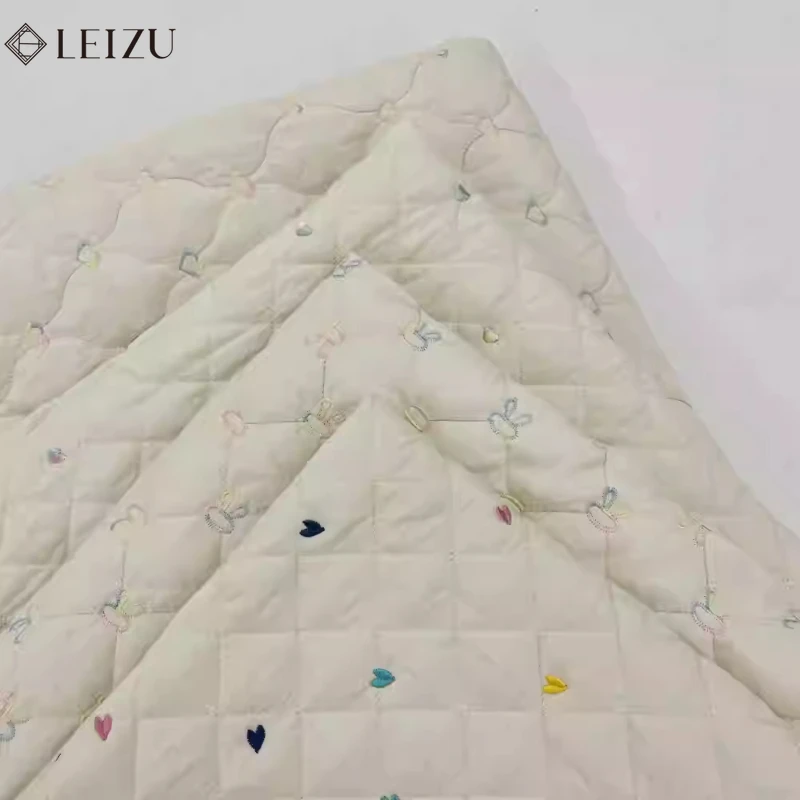 

Embroidery Quilted Cotton Colorful Bow Flower Rabbit Heart Fabric for DIY Handmade Cotton-Padded,Pillow,Clothing Sewing Material