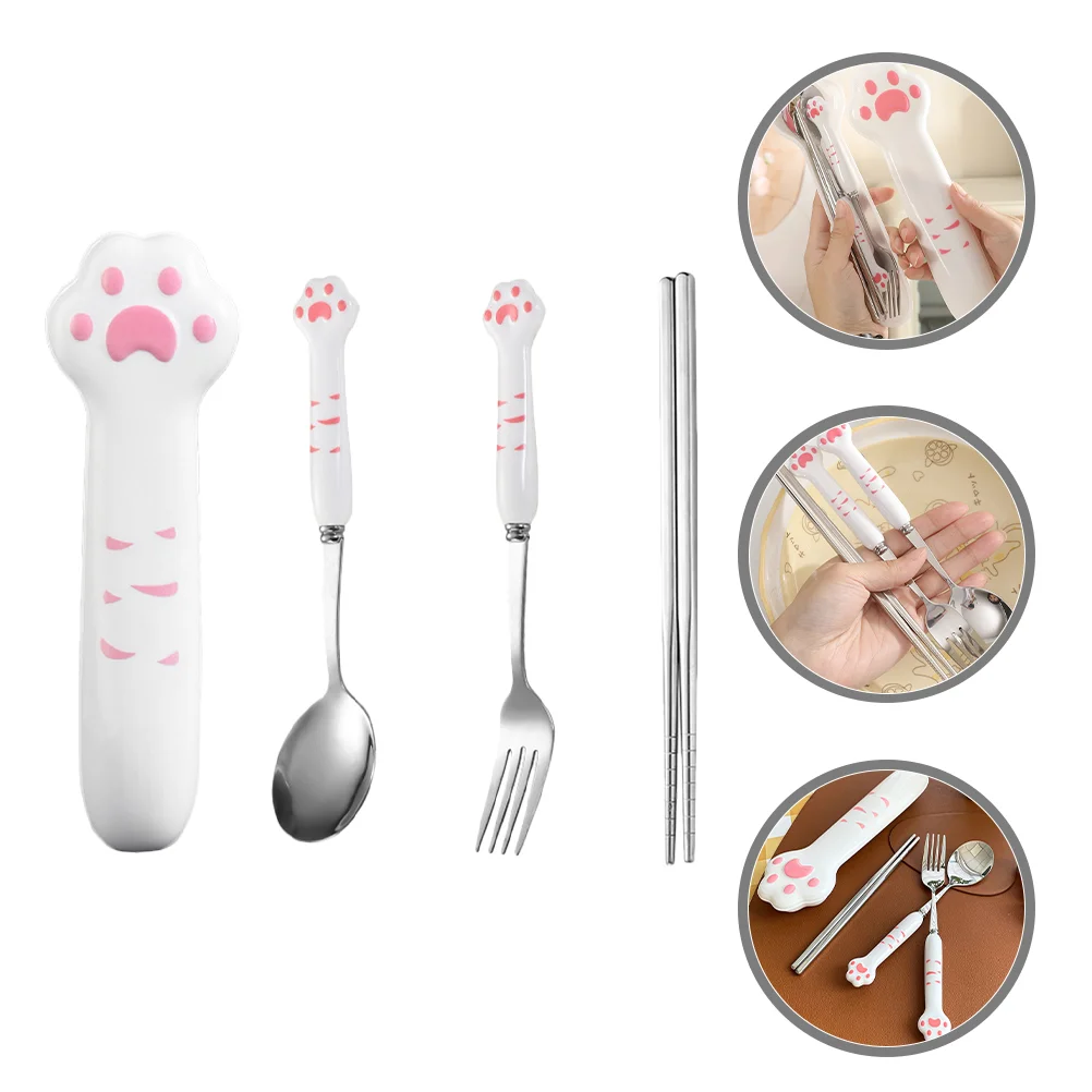 

Portable Cutlery Set Cute Utensils Forks Silverware Reusable Pp Chopstick Travel