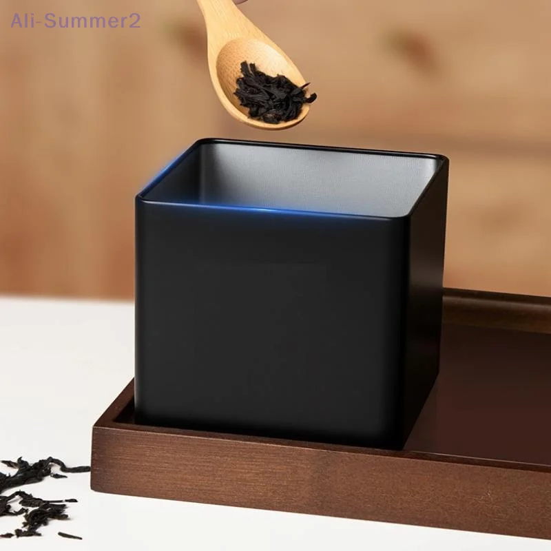 {MX} Tinplate Sealed Tea Storage Jar With Bamboo Lid Square Kitchen Spices Tank Coffee Candy Container Food Bottle