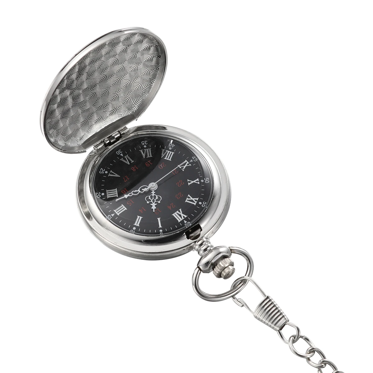 

1pc Pocket Watch Alloy Two-Faced Smooth Design Silver With Long Chain Necklace For Men Women Family