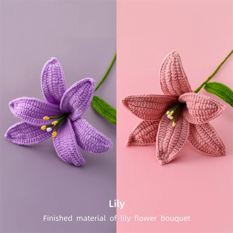 

Light Luxury Style Woolen Lily Branch Knitted Home Decoration Warm Atmosphere Milk Cotton Hooked Flower Bundle 10cmx40cm