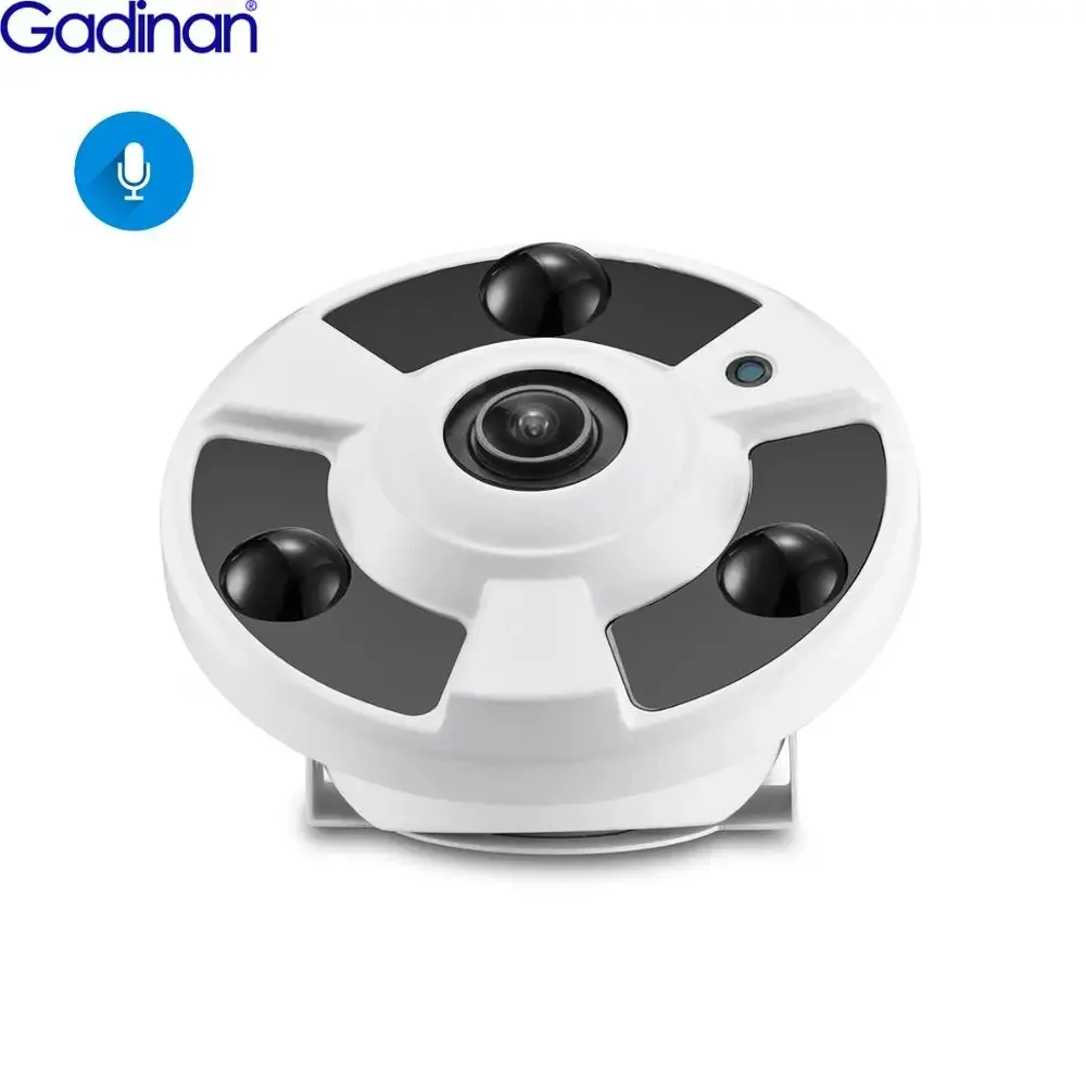 

Gadinan Indoor 1.7MM Panoramic Fisheye Lens 4K 8MP POE IP Camera Infrared Night Vision Audio CCTV Home Security Surveillance