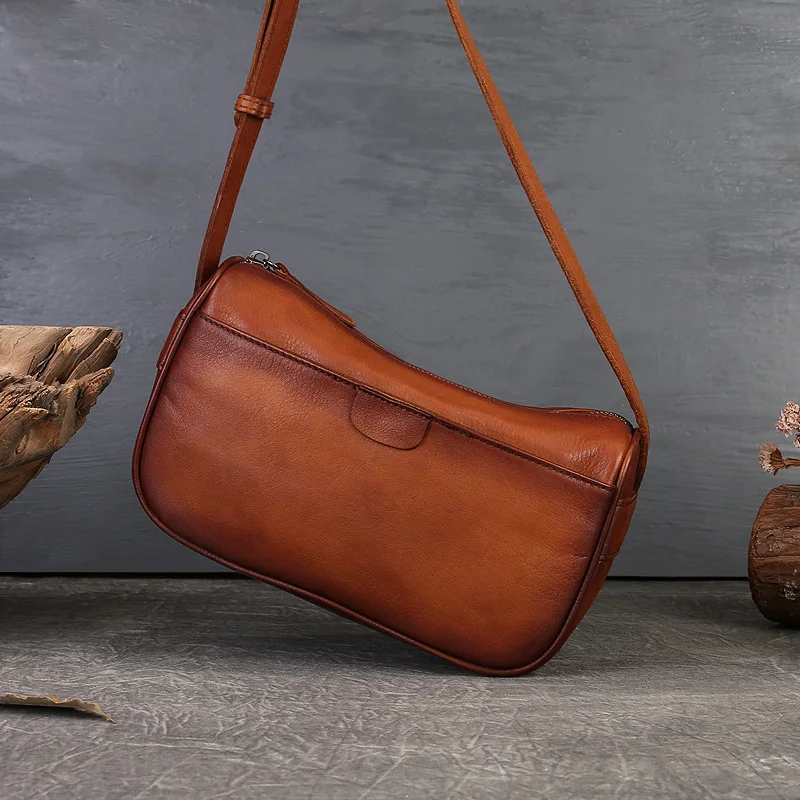 

2025 New Light Luxury Shoulder Bag, Handmade Cowhide Leather Bag, Genuine Leather Women's Bag, High-end and Niche Crossbody Bag
