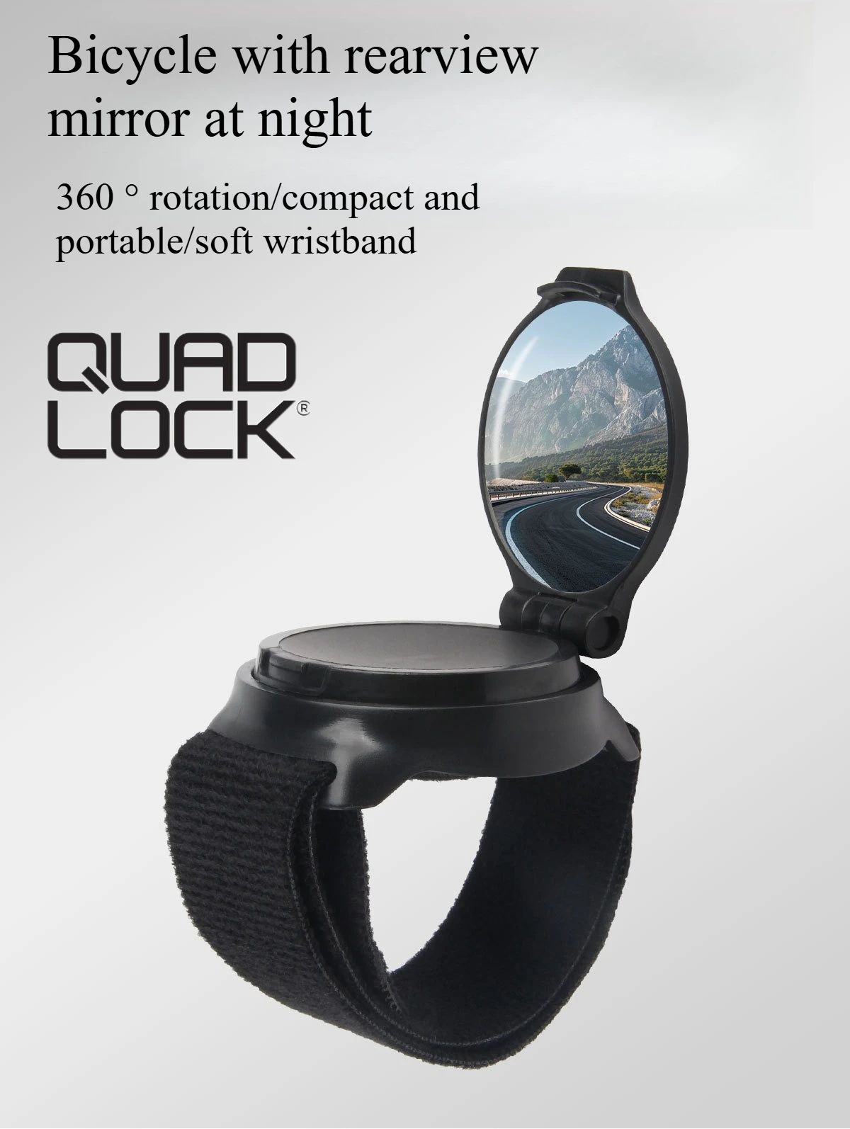 

QUAD LOCK Hot selling bicycle rearview mirror with wrist strap and arm that can rotate 360 degrees