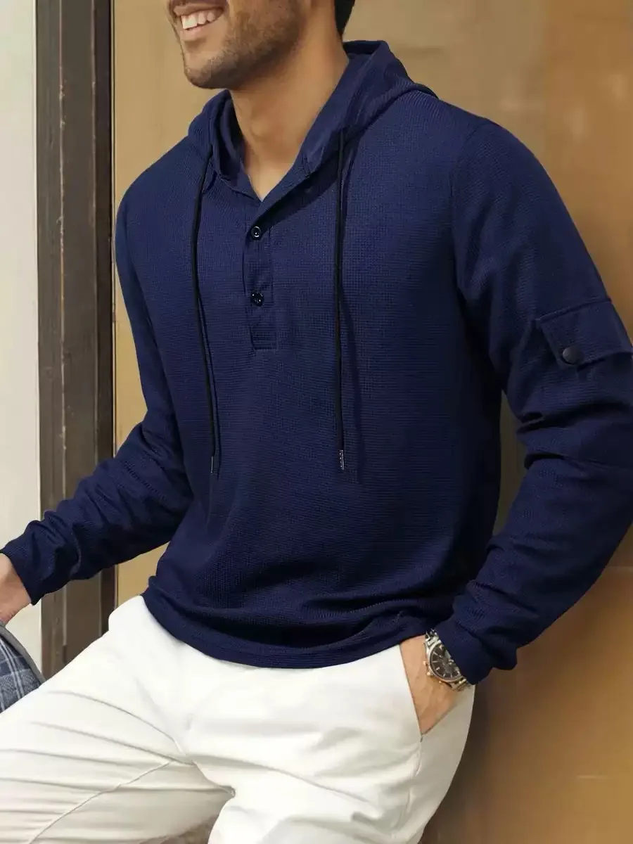 2025年春と秋の新作メンズスポーツフィットネスボタン付きパーカー、ファッショナブルでカジュアルなアウトドアスポーツ通気性ランニングコート