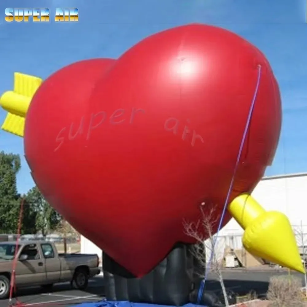 Giant Valentine decoration red inflatable heart arrow with blower for wendding decoration