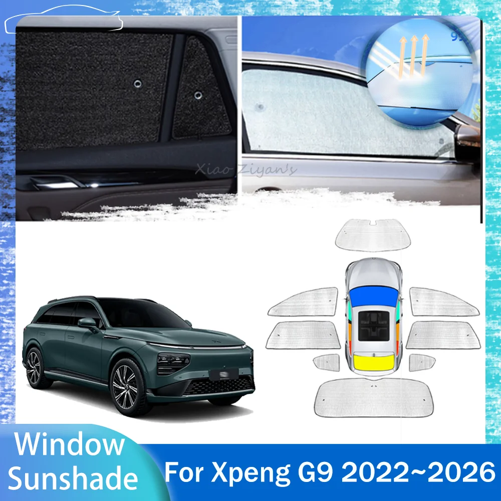

Для Xpeng G9 2022-2026 (2023, 2024, 2025) — Защитный экран от солнца для люка и боковых окон, УФ-защита, аксессуары для интерьера автомобиля
