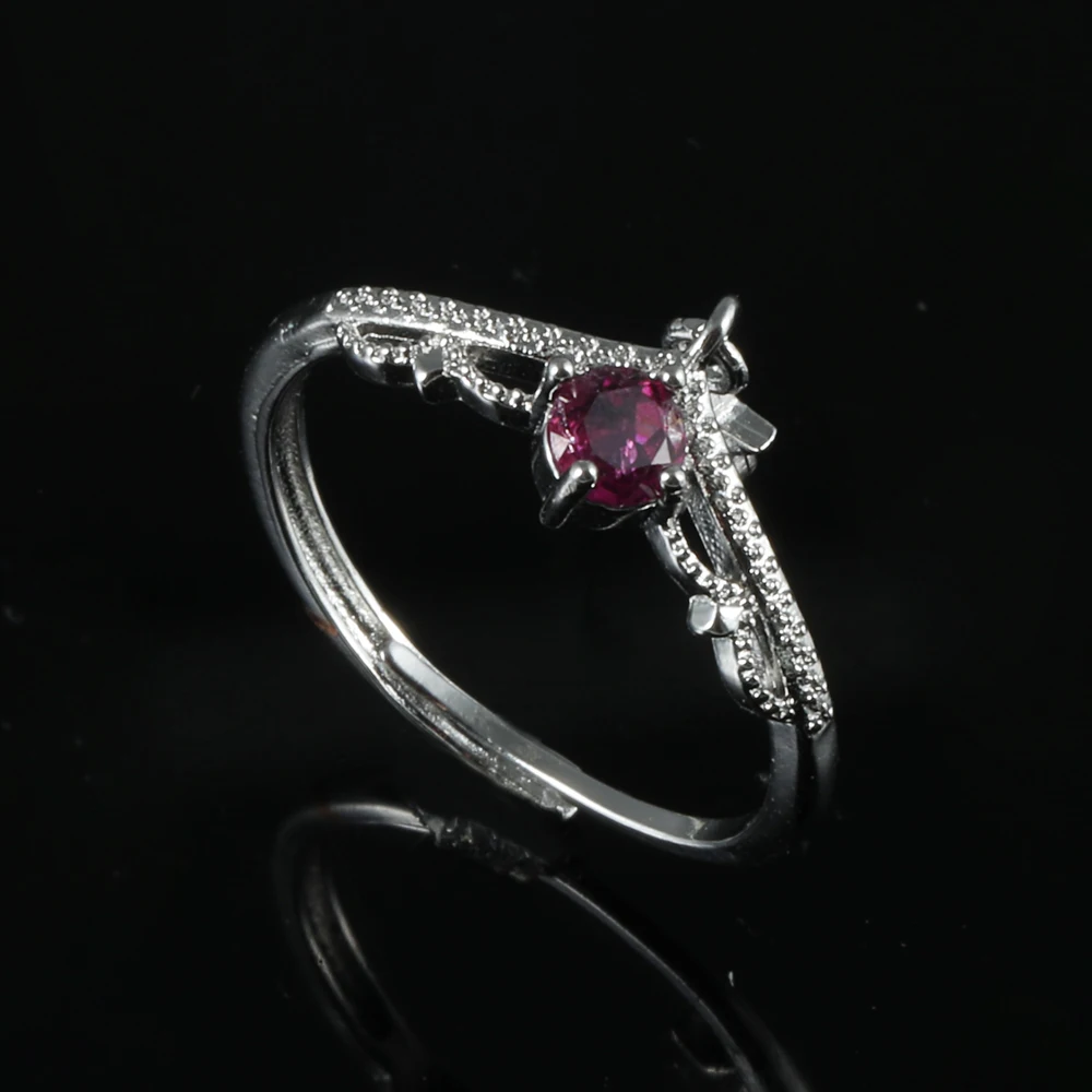 100% natural gemstone garnet copper-plated with silver adjustable ring for women gift jewelry