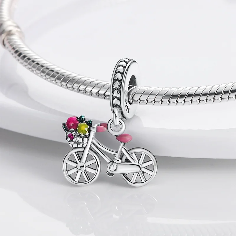 Fit Pandora 925 Original Charms Bracelet Women 925 Sterling silver Exquisite Bicycle Pendant Beads DIY Jewelry Gifts 2024 New in