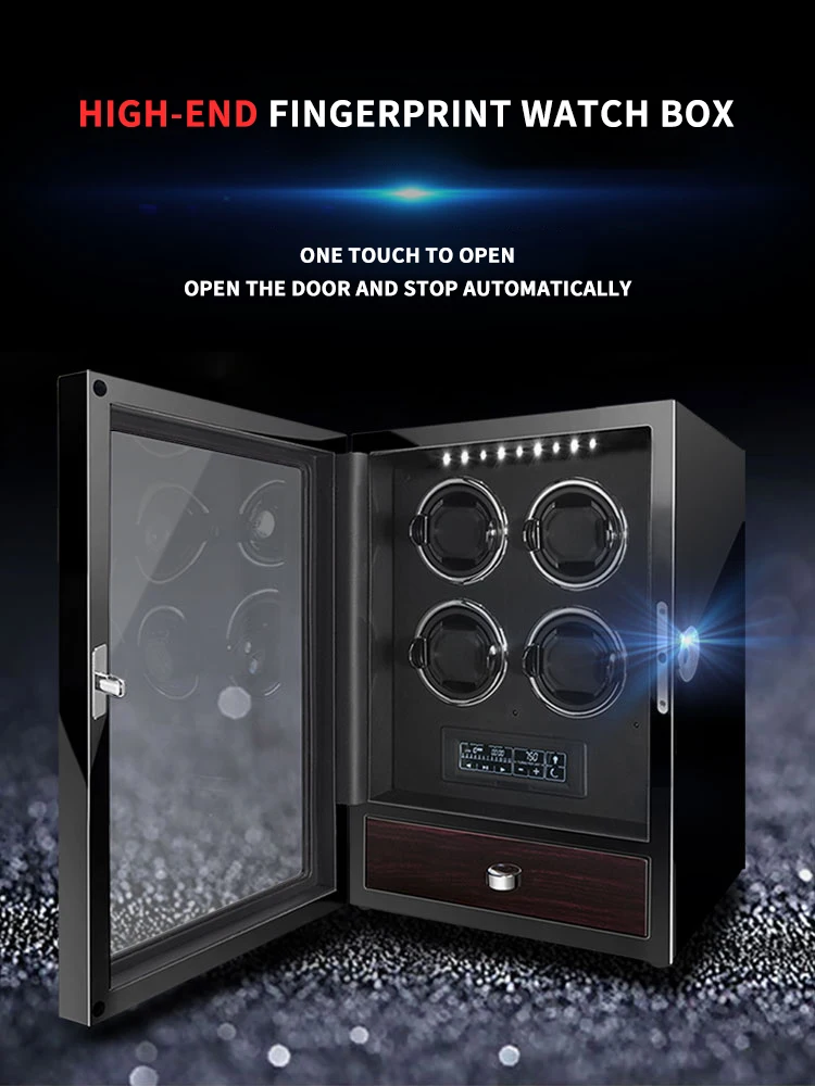 Watch Winder Luxury Automatic Watches Safe Box with Mabuchi Motor LCD Touch Screen Wooden Watch Accessories Box Remote Control