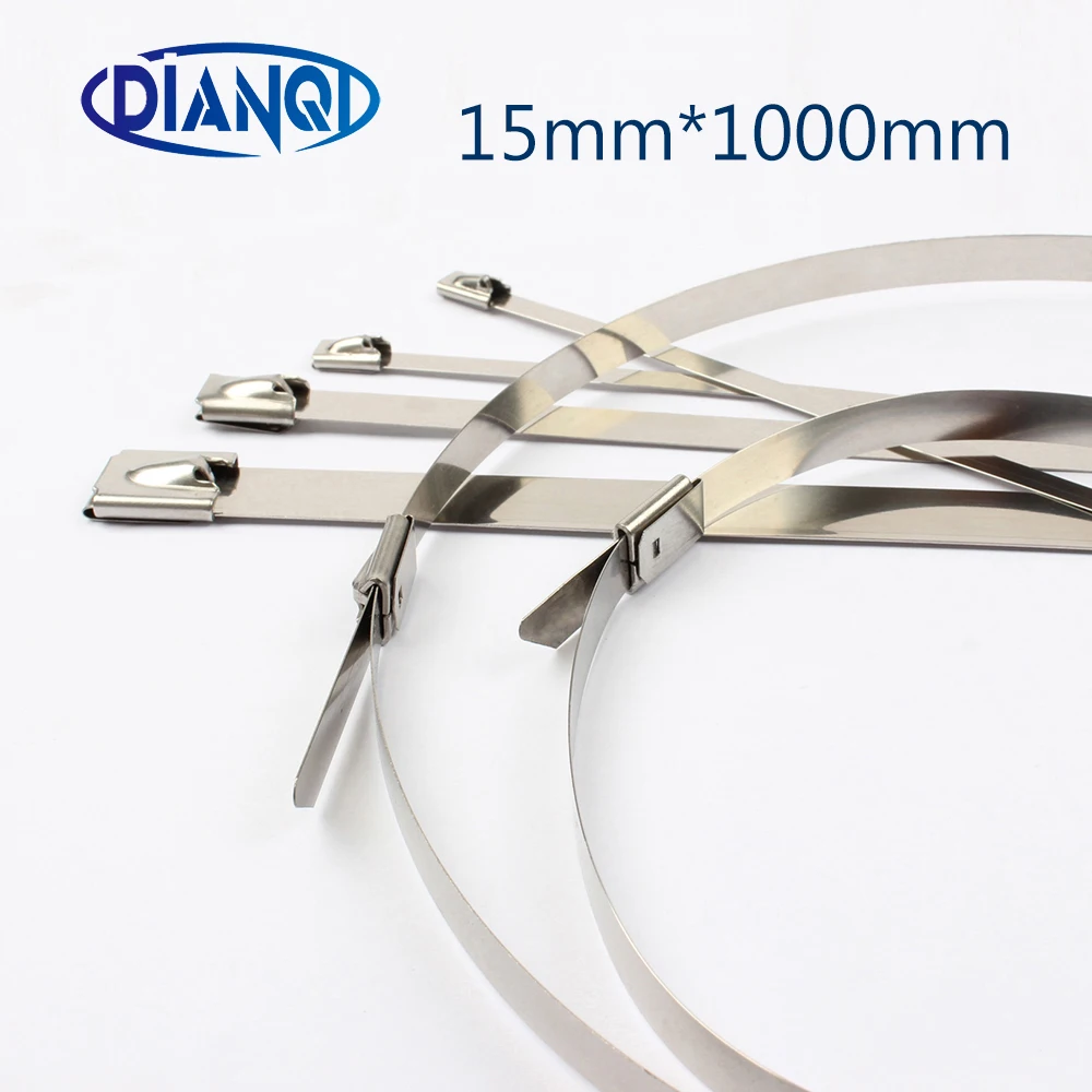 

100pcs 15*1000mm 15x1000mm 15mmx1000mm Latching Self-Locking Stainless Steel Zip Cable Tie Lock Wrap Cable Ties 201 SS304 316