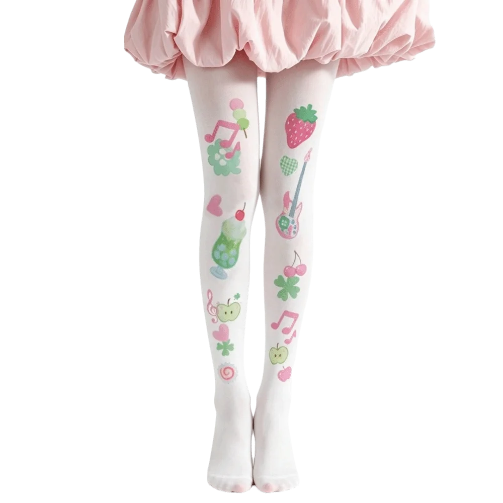 Y2K Velvet Pantyhose Plus size Medium Thickness Women Printed Tights Footed Design All Seasons Footed Tights Daily Matching