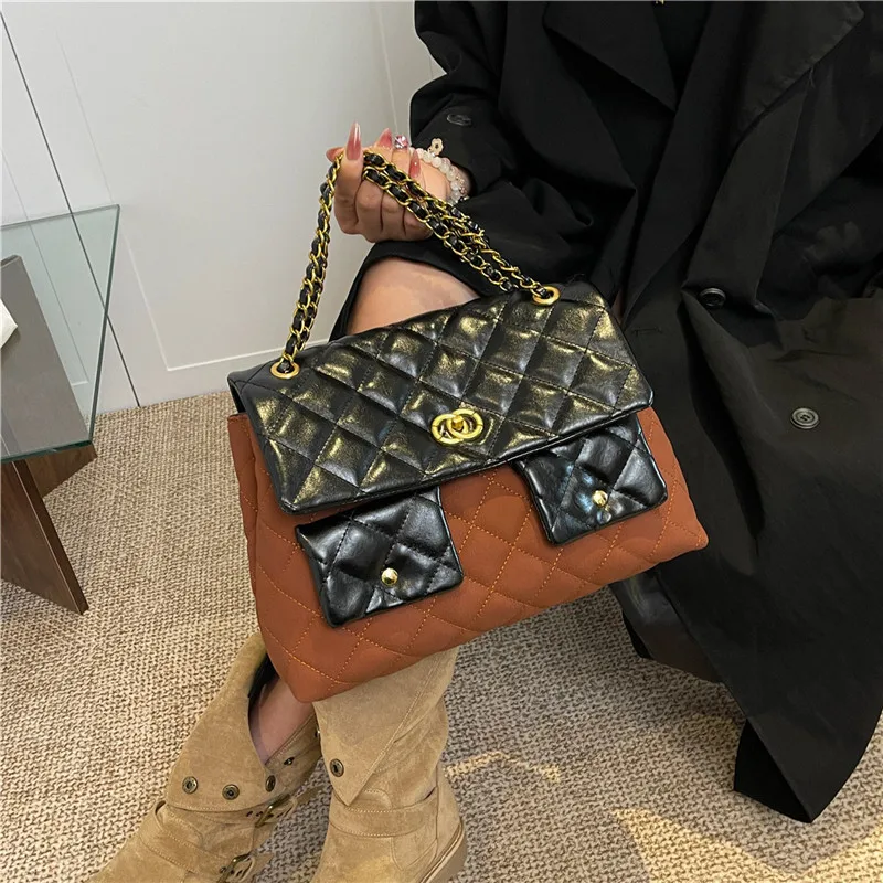 

2026 женская стеганая сумка через плечо, кошелек на плечо под мышками, дизайн с цветными блоками, маленькая повседневная шикарная сумка