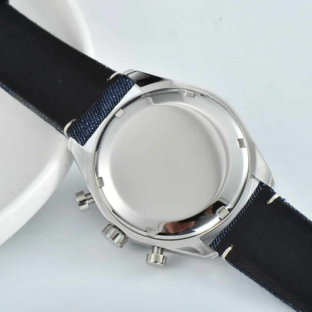 40MM Corgeut Japanese Quartz Movement Full Functional Chronograph 24Hour Multi-Function  316L Stainless Steel Case Mens Watch