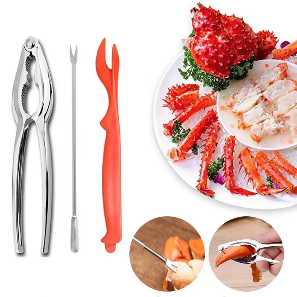 

3Pcs Crab Eating Tools 3pcs Zinc Alloy Nut Pliers Multifunctional Walnut Crab Clamp Cooking Tweezers Kitchen Useful Tools