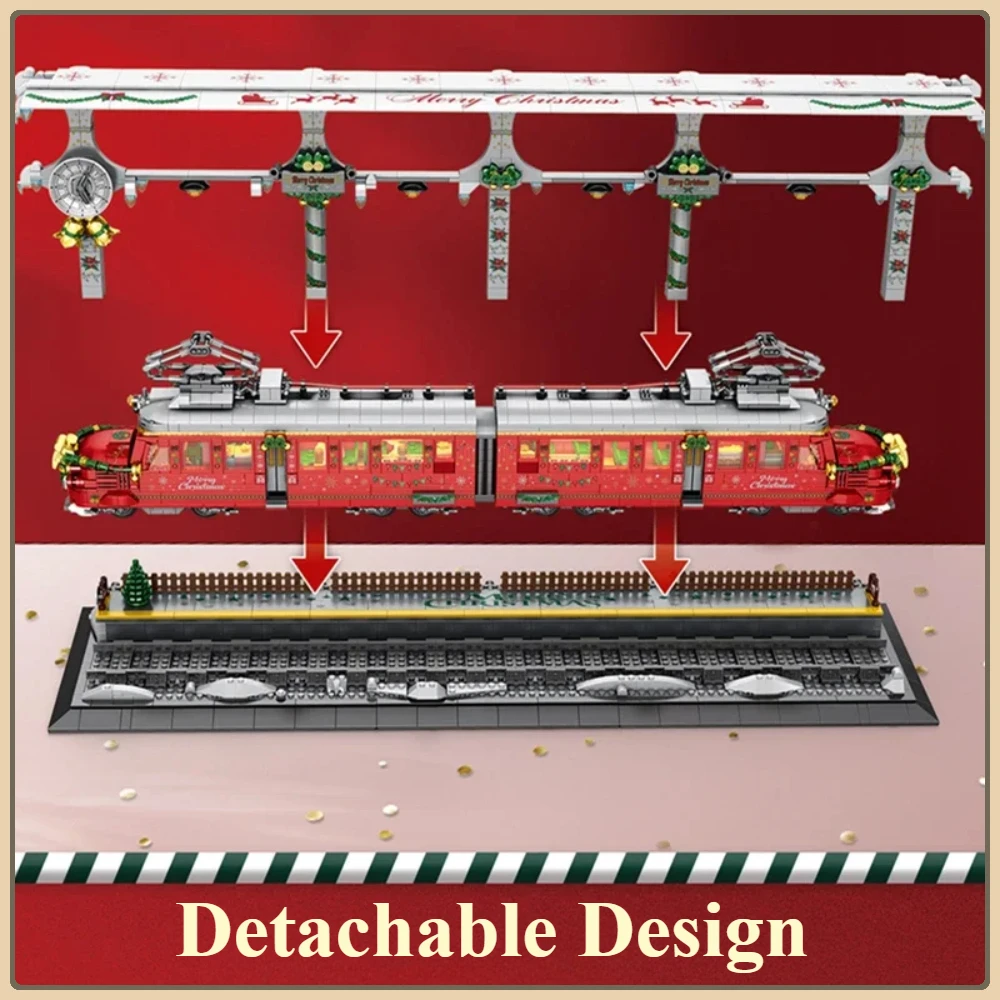 Kerst Treinstation Street View Bouwstenen Puzzel Moc Model Bakstenen Assemblage Klassiek Verjaardagscadeau Speelgoed voor Kid Kinderen
