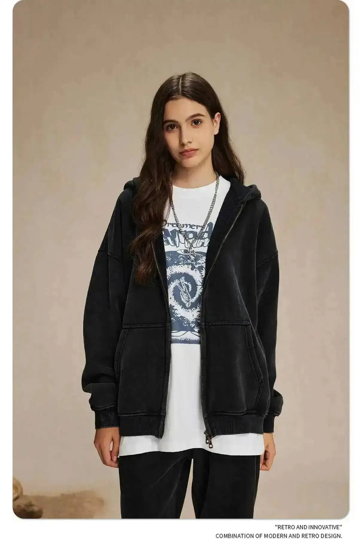 IEFB Men's Wear Wax Printing Vintage Male Hoodies Oversized Loose Zipper Water Washed Plush Sweatshirt Trendy New 9C9349 21 S83693808623a43f78194371510f8d19dk