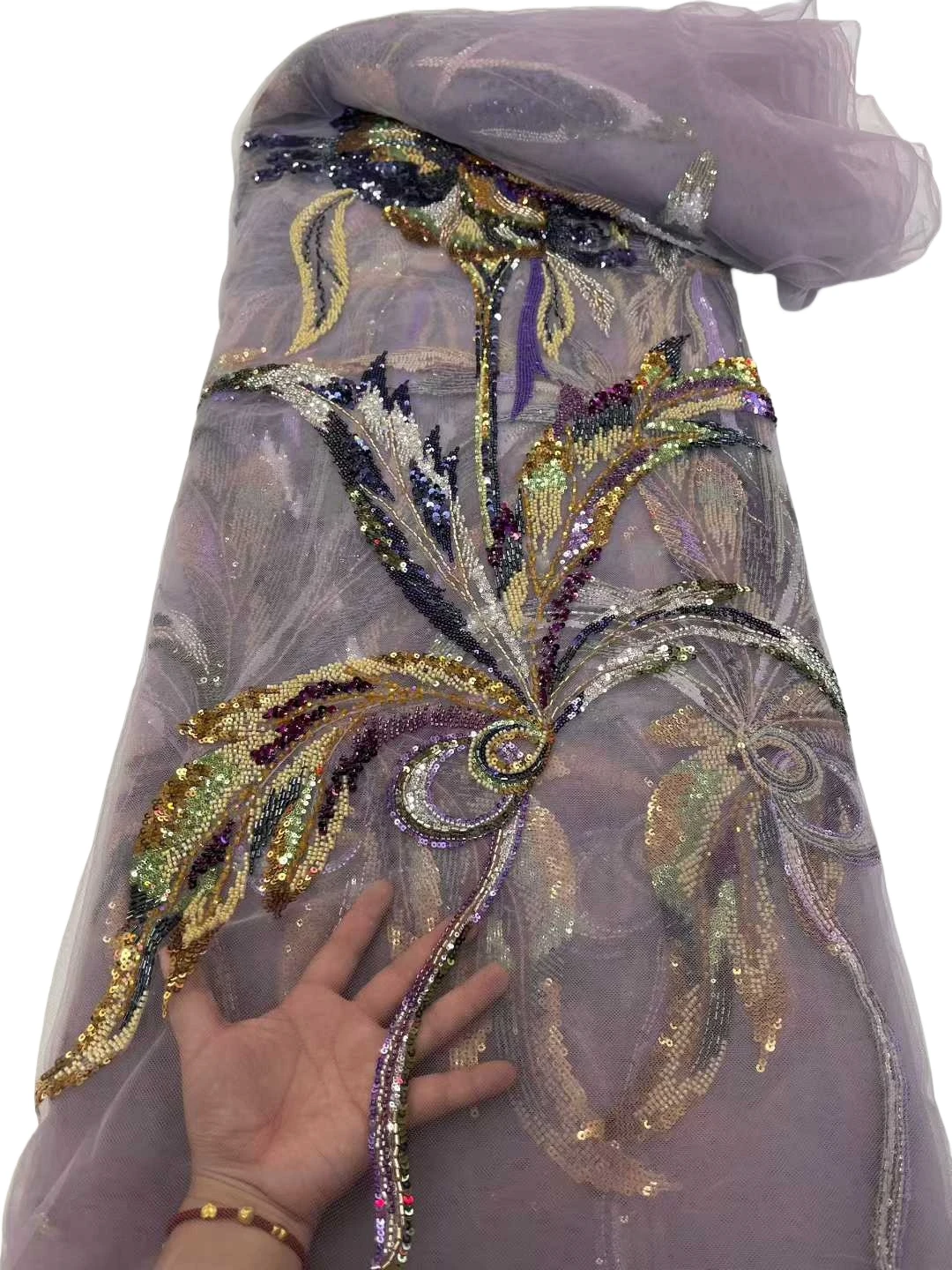 2026Luxury Wedding Fabric - Embroidered Mesh Lace with Stones for Party Evening Dresses, Soft Delicate High Quality U_GE5869