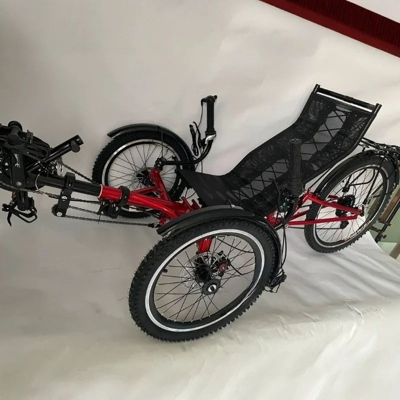 Rear shock-absorbing reclining bicycle comfortable seat adjustable three-wheel reclining car