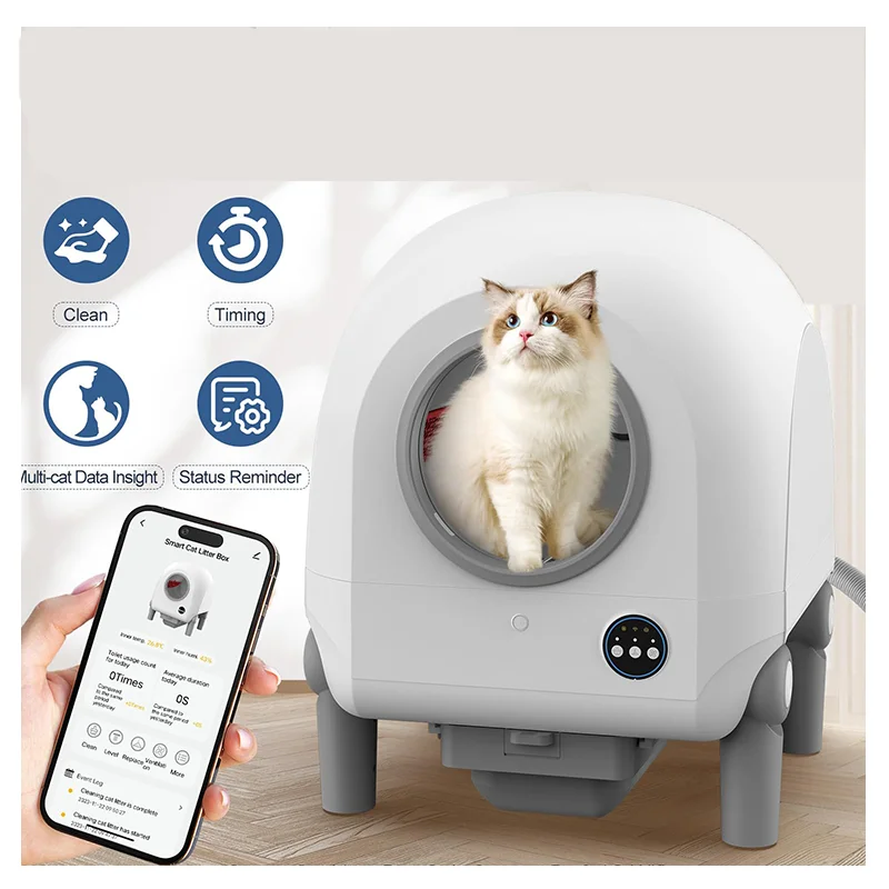 80L 5G Camera WIFI APP Smart 4 sensori di gravità toilette per gatti tubo di ventilazione senza odore lettiera per gatti autopulente automatica