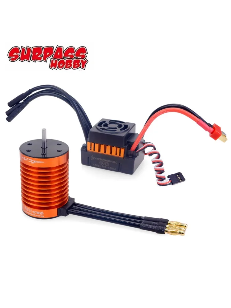 SURPASS HOBBY étanche F540 3300KV 4370KV moteur sans balais avec Combo ESC 60A pour jouet de camion de voiture 1/10 1/12 RC