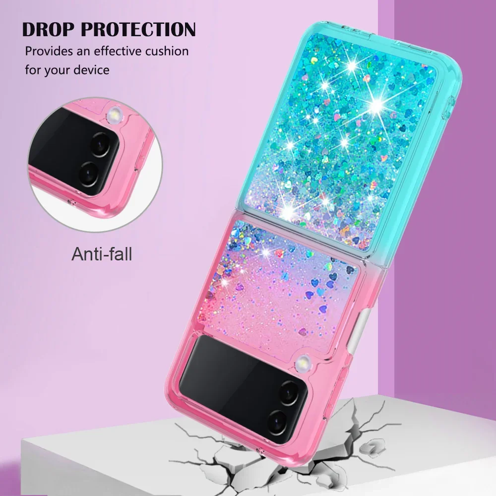 For Samsung Z Flip 6 5 Luxury Quicksand Glitter Case For Samsung Galaxy Z Flip 6 Zflip 3 4 5 6 Gradient Bling Shockproof Cover