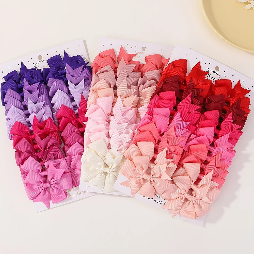 

24Pcs/Set 3‘’ Grosgrain Ribbon Solid Bows Hair Clips for Girls Cute Hairpins Boutique Bowknot Headwear Kids Hair Accessories