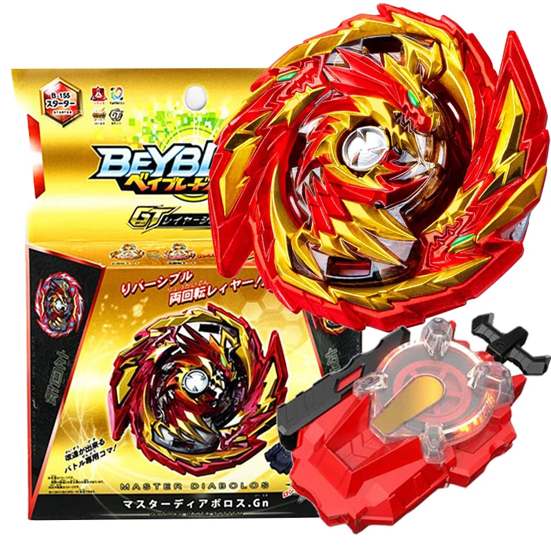 Box Set B-155 Master Diabolos GT B155 Spinning Top with Spark Launcher Box Kids Toys for Children