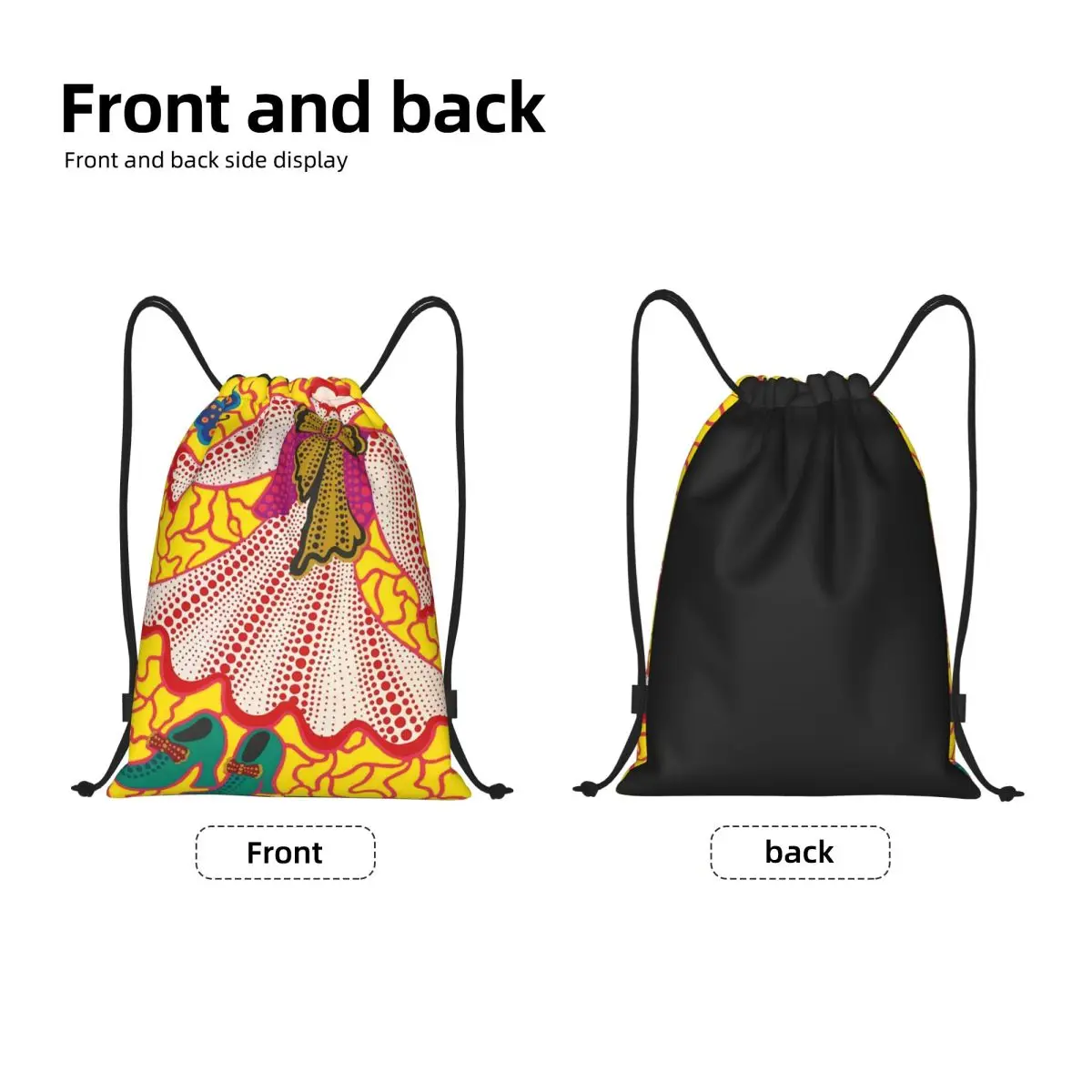 Custom Yayoi Kusama Artist Drawstring Bags Men Women Lightweight Funny Happy Japanese Art Sports Gym Storage Backpack