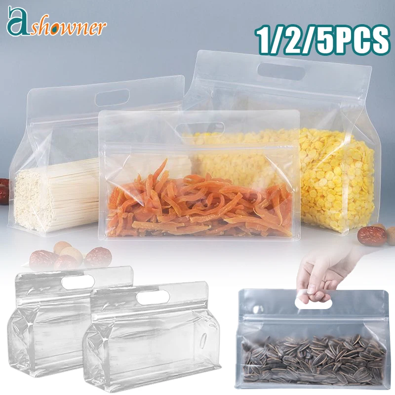 

1/2/5PCS Fresh Bag Silicone Food Storage Leakproof Containers Reusable Stand Up Zip Shut Bag Cup Food Storage Bags Fresh Wrap