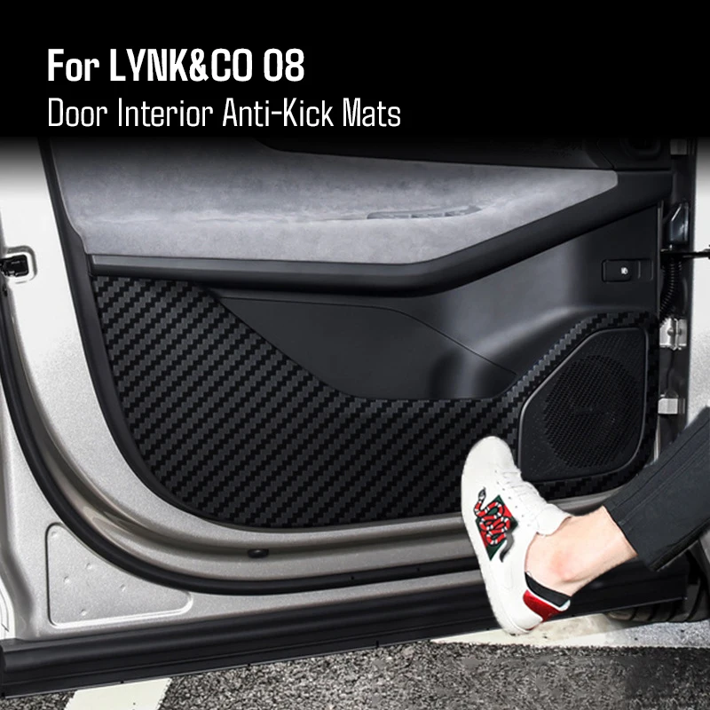 

For LYNK& CO 08 2023 2024 Car Carbon Fiber Door Anti-kick Mat Pad Panel Pad Interior Protection Kick Sticker Accessories