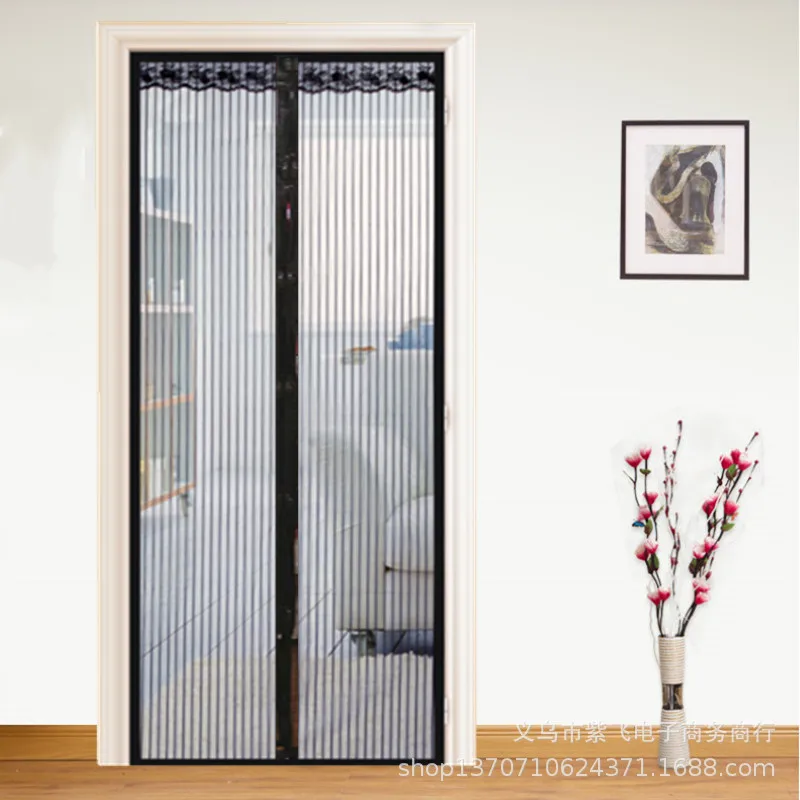 

Simple Stripe Solid Color Mosquito Proof Door Curtain, Magnetic Soft Yarn Door, Hole Free, Fly Proof Ventilation Curtain, New