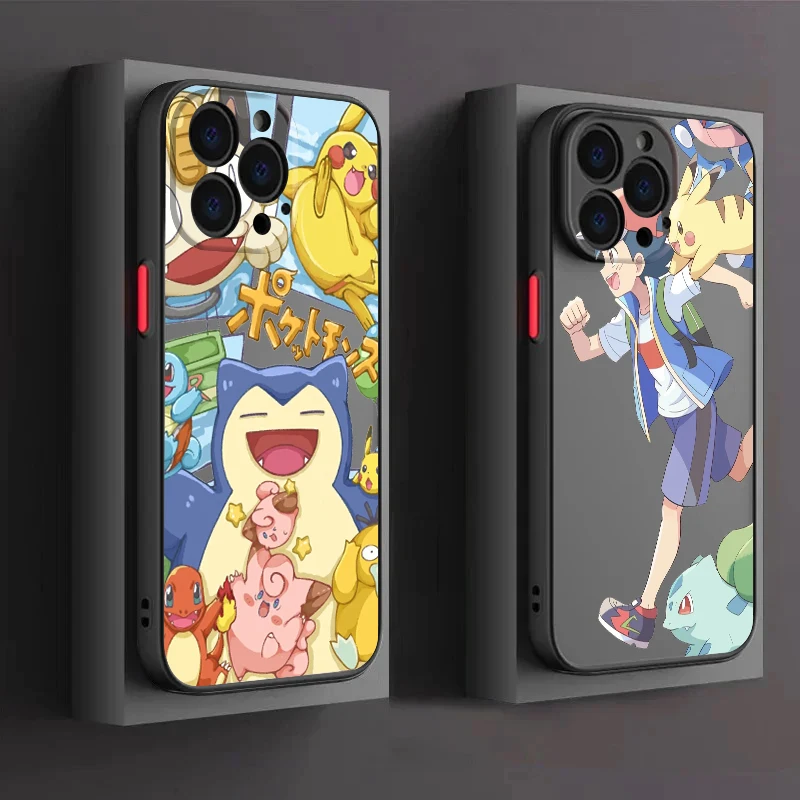 

Pokemon Cartoon Fashion Cute Frosted Translucent For Apple iPhone 15 14 13 12 11 XS XR X 8 7 SE Pro Max Plus Mini Soft