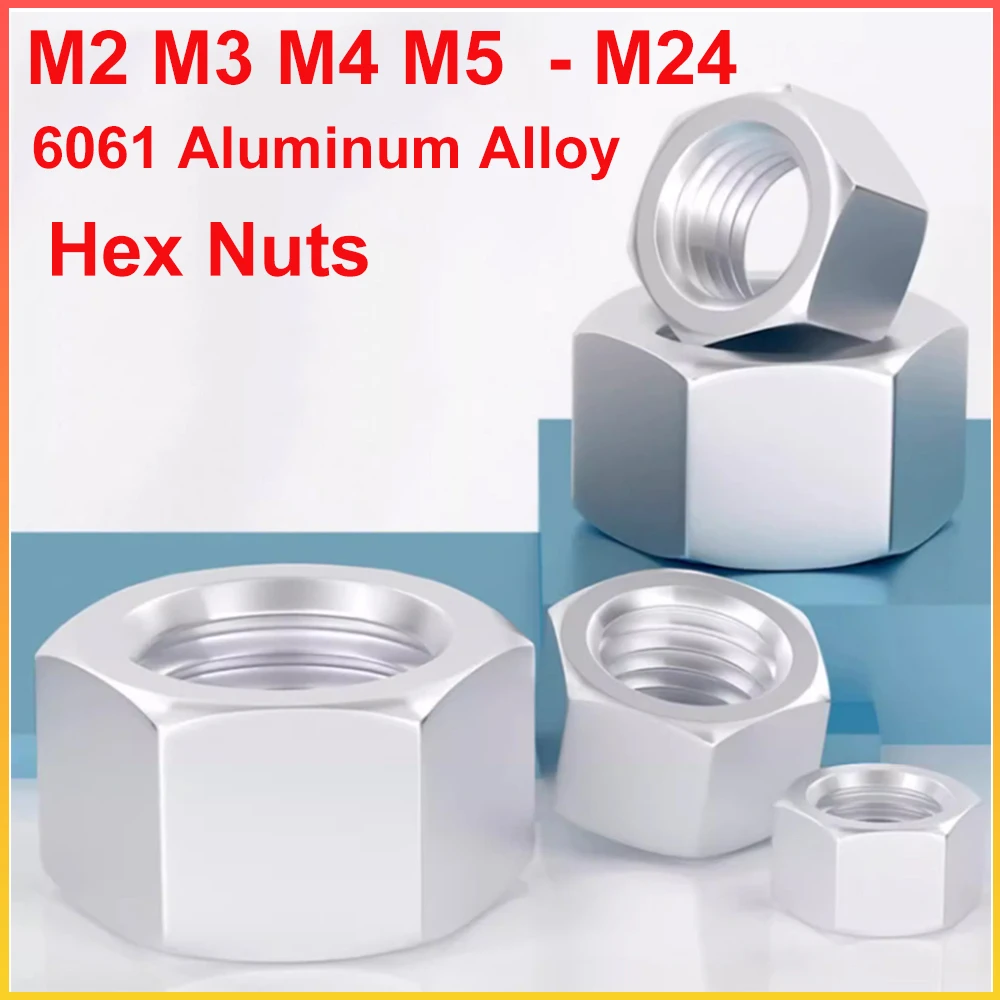 Image of 6061 Aluminiumlegierung Sechskantmuttern M2 M3 M4 M5 M6 M10 M12 M14 M20 M24 Sechskantmutter Schraubenkappe Bolzenkappe Befestigungsteile Hardware