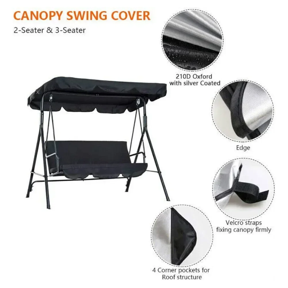 Replacement Canopy For-Swing For Seat 2 Or 3 Seater Garden Swing Chair Cover 140cmX120cmX18cm 249cmx185cmx18cm Protection Sunsha