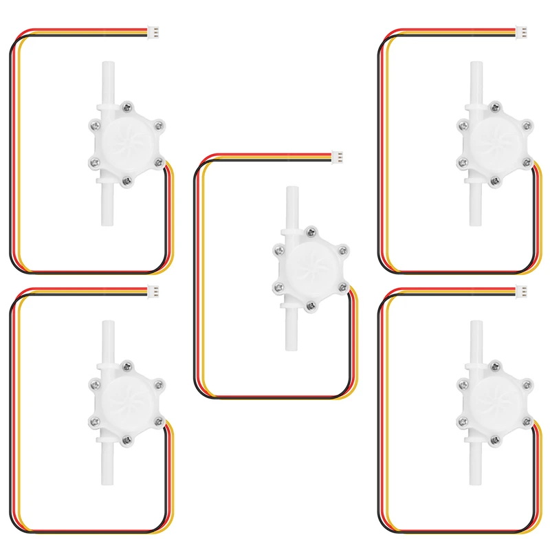 5 Stuks Waterstroom Sensor Dc 5V Flow Meter Hal 0.25-2,5 L/Min Water Controle Vloeistofstroom Sensor Voor Waterdispensers Schakelaar