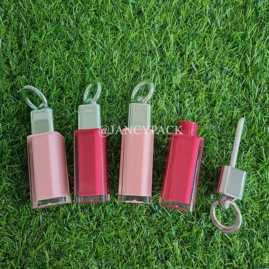 4 مل مربع أحمر وردي ملمع الشفاه زجاجة الأساس السائل زجاجة المخفي السائل أحمر الخدود أنابيب ملمع الشفاه