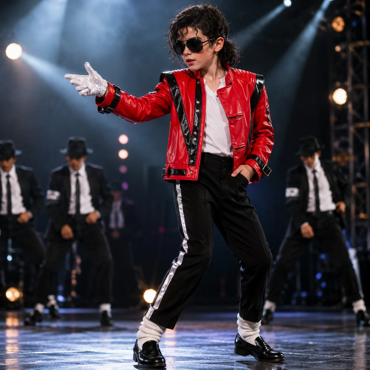 Neue Rote Jungen Modische Jacke im Michael Jackson Stil Hip-Hop Lederjacke für Feiertage und Partys Kinderkleidung – Detail 4